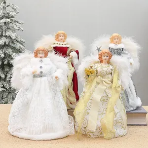 Weihnachtsbaum Spitze Engel Puppe Plüsch Flügel festliche Feier Party Dekoration