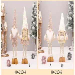 Weihnachts Wichtel Plüsch Puppe mit teleskopischen langen Beinen und spitzer Strickmütze.