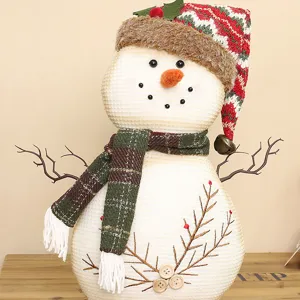 Weihnachtliche teleskopische Vintage Stoff Schneemann Puppe Figur Ornament für Festtagsdeko.