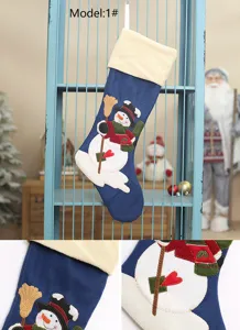 Weihnachtsstrumpf blau Plüsch Schneemann Urlaub dekorative Geschenktüte Süßigkeiten Beutel