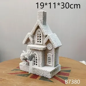 Kerst decoratieve houten sneeuwhuis ornament voor vakantie feest binnen display