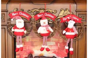 Couronne de Noel decoration suspendue Pere Noel bonhomme de neige renne fete deco