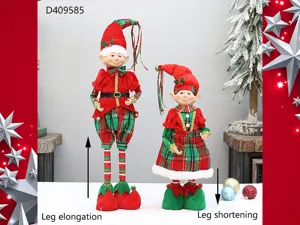 Weihnachten teleskopische Elfe Puppe Paar Dekoration rot grün kariert Feiertag niedliche Spielzeug Figuren