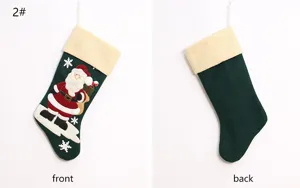 Weihnachtssocke Dekoration grüne Weihnachtsmann Muster Geschenk Süßigkeitentüte Kind