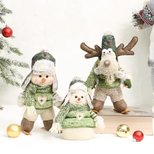 Weihnachten Grün Stoff Schneemann Rentier Plüschpuppe Ski Form Ornamente Für Baum Hotel Einkaufszentrum Desktop Festliche Szenen Tischdekoration