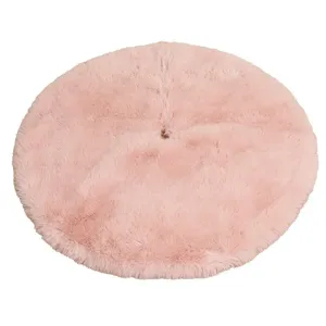 Pink faux fur Christmas tree skirt 91cm 36 inch plush holiday decor for Xmas tree base