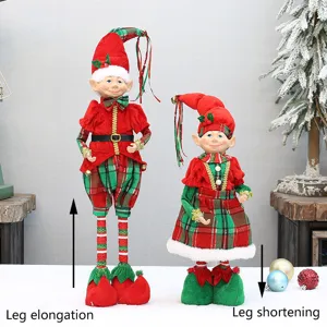 Weihnachtliche ausziehbare Elfen Figuren, rot-grüne Weihnachtsdeko Puppen Set neu.