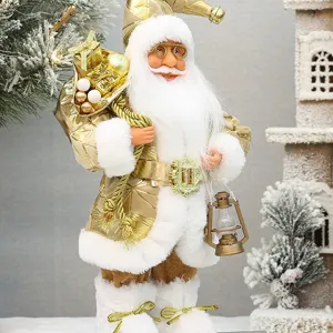 Staande Kerstman beeldje kerstvakantie huis decoratie ornament in prachtig goud 12 inch