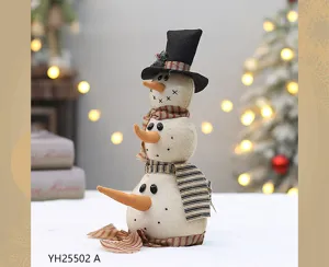 Retro stof sneeuwpop pop ornament Kerstmis vakantie decoratieve tafelblad ambacht.