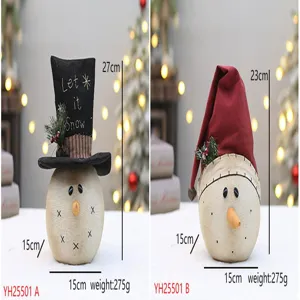 Leuke kerstman sneeuwpop pluche pop vintage jute stof vakantie huisdecoratie ornament