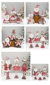 Weihnachtskuscheltier Dekoration, süße Weihnachtsmann Schneemann und Rentier Figuren für Zuhause.
