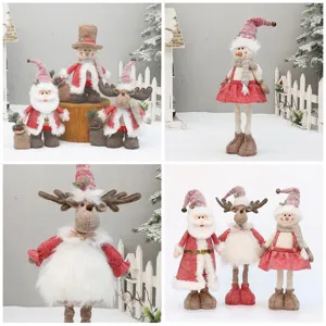 Weihnachtskuscheltier Puppen Dekoration Set mit süßem Weihnachtsmann und Rentier für Zuhause.