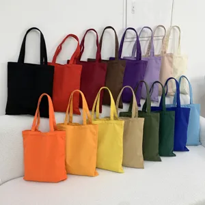 Bunte leere Leinwand Tragetasche Großhandel Freizeit Einkaufen umweltfreundliche Handtasche Farben