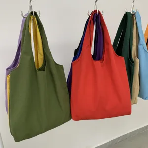 Einfarbige Canvas Tragetasche Freizeit Schultertasche Einkaufstasche Baumwolltasche