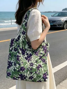 Blumen Segeltuch Tragetasche, leichte lässige Umhängetasche für Sommer Damen Mode.