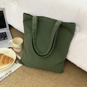 Dunkelgrüne Canvas Tragetasche für den Alltag, umweltfreundliche Freizeittasche Schultertasche.