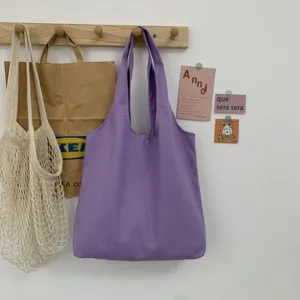 Lila Segeltuch Tasche einfarbig Schultertasche lässig Handtasche ästhetisch Shopper Stofftasche.