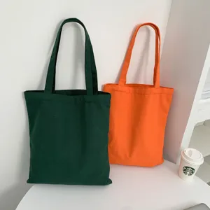 Bunte Canvas Tragetasche für den täglichen Einkauf, große lässige Schultertasche mit schlichtem Design.