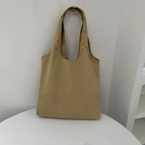 Einfarbige Canvas Tote Tasche Schultertasche, lässiger Stil für Alltag und Studenten.
