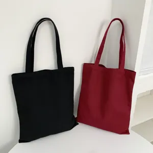 Einfache einfarbige Canvas Tragetasche Detailansicht, lässige Alltagsshopping Schultertasche.