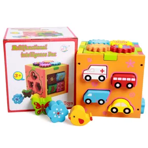 Wooden multifunctional intelligence box shape sorting matching educational toy set for kids