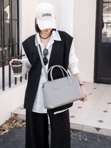 Echtleder Damen Tote Bag Pendler modische Handtasche große Kapazität Schultertasche Detail