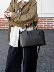 Echtleder Handtaschen für Damen Große Kapazität Schultertasche Vintage Pendler Arbeit Henkeltasche Lässig
