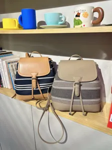 Sac à dos en toile élégant rayé sac de voyage casual sac à main pour femme fashion chic