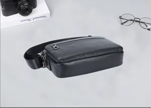 Bolso cruzado de cuero genuino para hombre, bolso de hombro de vacuno de alta calidad.