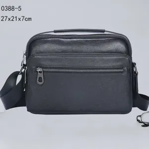 Bolso Bandolera de Cuero Verdadero para Hombre Piel de Vaca Bolso de Negocios Crossbody Múltiples Bolsillos Bolso