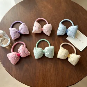 Jolis chouchous à pois style coréen pour filles, élastiques colorés pour queue de cheval.