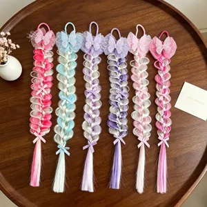 Elastici per Capelli con Parrucca Treccia Principessa per Bambini Simpatici Trecce a Bolle con Farfalla a Rete Sfumata Accessori Capelli Ragazze