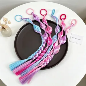 Trecce sintetiche colorate, extension coda di cavallo per bambini, accessoires per feste di tendenza.