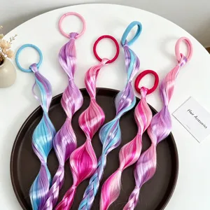 Estensione di capelli sintetici colorati coda di cavallo a bolle per festa bambini style