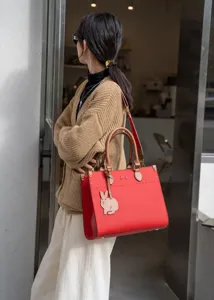 Borsa shopper in vera pelle da donna grande capacita borsa a spalla rossa elegante