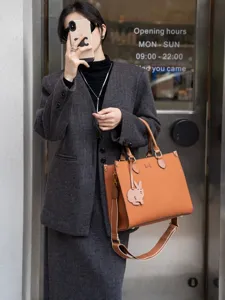 Donna elegante grande borsa shopper in vera pelle di lusso borsa a spalla tracolla