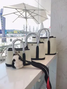 Set borsa shopper in vera pelle, borsa minimalista stile giardino con bordo a contrasto.