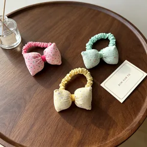 Chouchous nœud à pois en tissu pour enfants, attaches queue de cheval élastiques mignonnes.