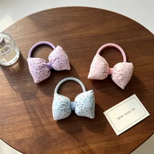 Jolis élastiques à cheveux nœud papillon à pois style coréen pour filles, accessoires.