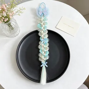 Bambini sintetico blu bianco parrucca treccia estensione capelli farfalla accessorio dettaglio