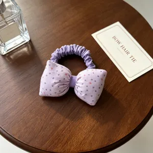 Enfants violet pois nœud cravate cheveux mignon tissu élastique bandeau accessoires
