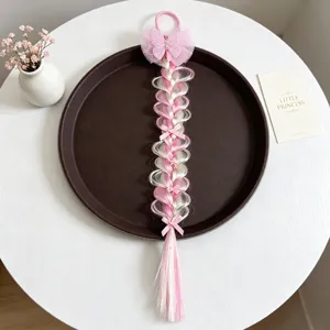Bambini sintetico capelli treccia elastico rosa bianco fiocco farfalla principessa