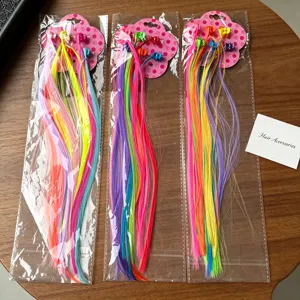 Colorful synthetic hair extension clips for kids girls hip hop dance party hair decoration