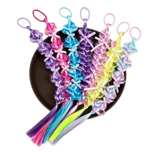 Tresses de perruque synthétique colorées attaches de cheveux nœuds perles accessoires filles
