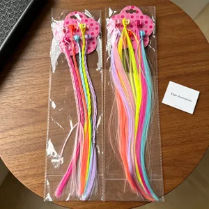 Colorful kids wig hair extensions and braided clips cute hairpieces for party performance