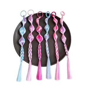 Extension per capelli con coda di cavallo colorata per bambine festa accessori parrucca 6pz