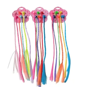 Kids Colorful Wig Hair Clip Braids Girls Hip Hop Party Dance Hair Accessories Set