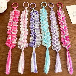 Colorati elastici per capelli intrecciati sintetici, extension per coda di cavallo per bambini.
