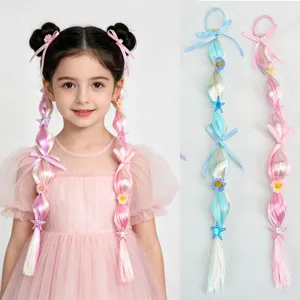 Kinder Kunsthaar Zopf Pferdeschwanz Haaring Süß Seestern Blume Schleife Bubble Braid Haargummis Für Mädchen Party Täglich Haarschmuck