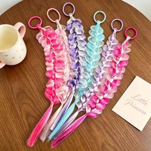 Luminosi elastici per capelli con treccia sintetica colorata per acconciature bimbi.